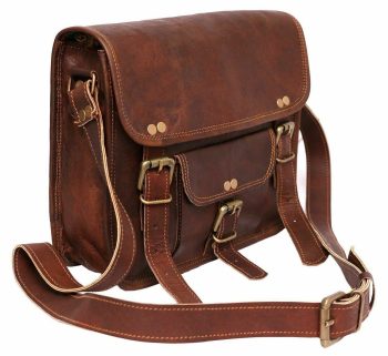Craftshades – 13 Inch Single Pocket Double Strip Handcrafted Satchel Leather Bag | 100% Genuine Leather