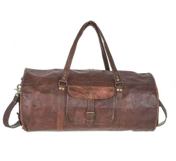 Craftshades - 24 Inch Handcrafted 26" Curved Duffle goat Leather Bag | 100 Genuine Leather