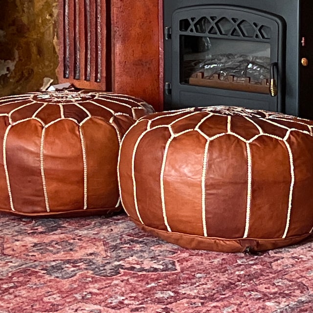 Leather moroccan pouf ottoman for Home by CraftShades - Image 8