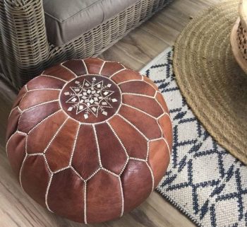 Leather moroccan pouf ottoman for Home by CraftShades