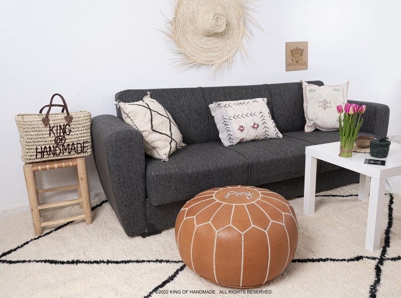 Leather moroccan pouf ottoman for Home by CraftShades - Image 12