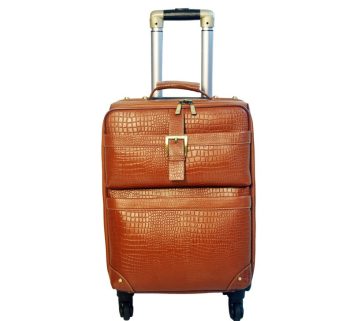 Leather Trolley Travel Bag Weekender Overnight Light Brown Leather Bag With Four Wheels Leather Cabin