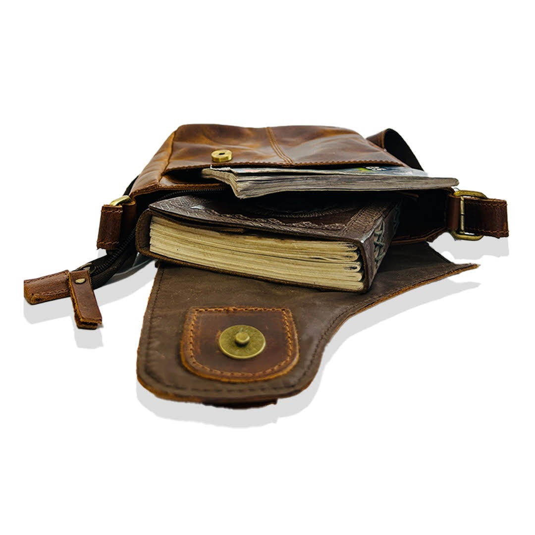 Live with Leather – 9 Inch Buffalo light brown Leather Sling Bag | 100% Genuine Leather - Image 2
