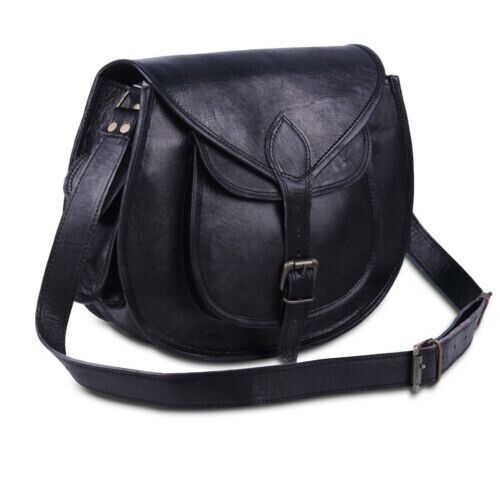 CraftShades - Cross body Black Leather Sling Bag Women Purse Satchel Bag Shoulder Bag Gift Bag - Image 2