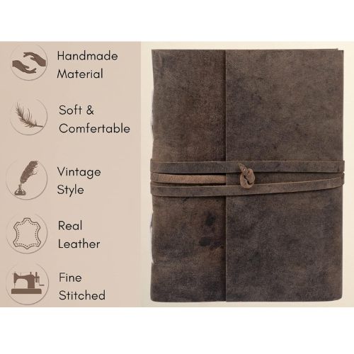 CraftShades - Leather Diary Antique Handmade Journal with Plain Paper for Men and Women, Gift for Raksha Bandhan as Art Sketchbook, Travel Diary and Notebooks to Write 6 x 8 Inch (Plain Paper) - Image 4