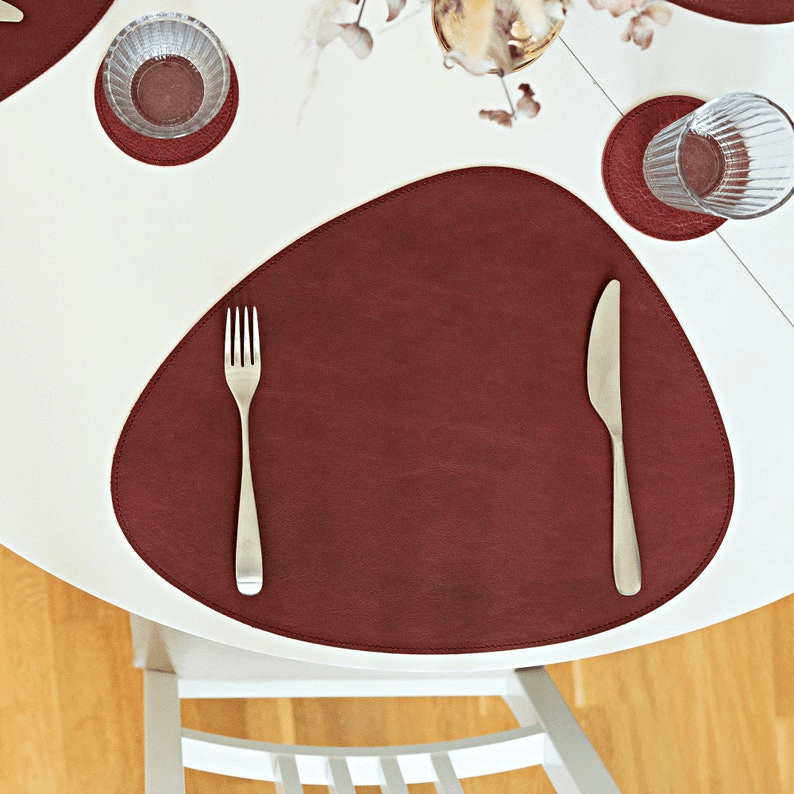 Handmade Genuine Leather Triangular Placemats - Image 3