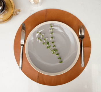 Image for Round Leather Placemats Set