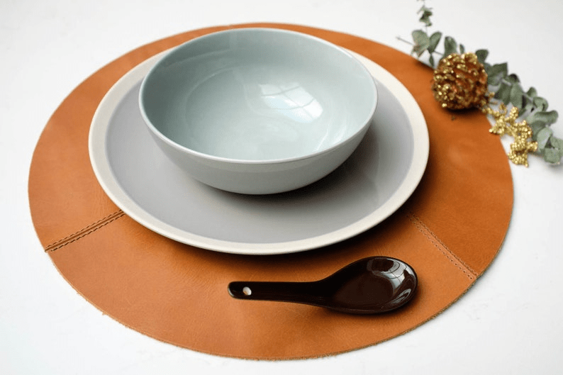 Round Leather Placemats Set - Image 2