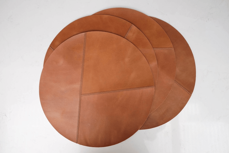 Round Leather Placemats Set - Image 5