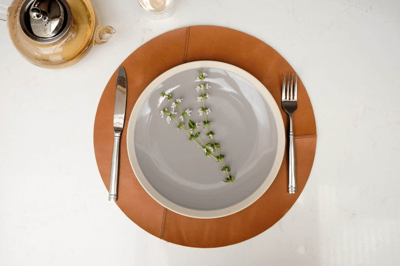Image for Round Leather Placemats Set