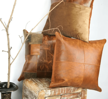CraftShades Buffalo Leather Cushion Cover - Elevate Your Home Decor