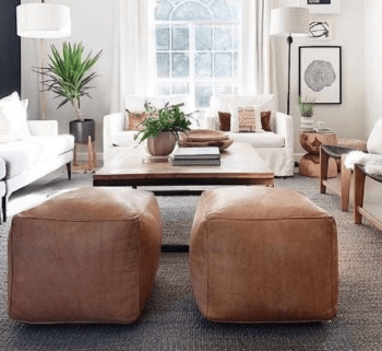 Moroccan Leather Pouf