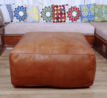 Amazing square Ottoman Pouffe Moroccan leather |