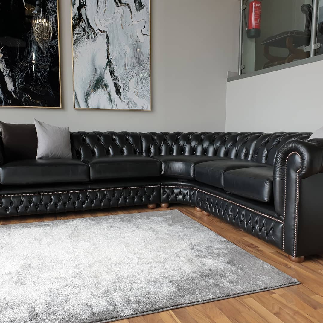 Craftshades Charcoal Black L shape Chesterfield sofa - Image 2