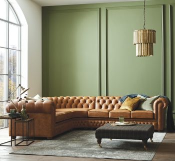 Craftshades Cognac Brown L shape Chesterfield Sofa