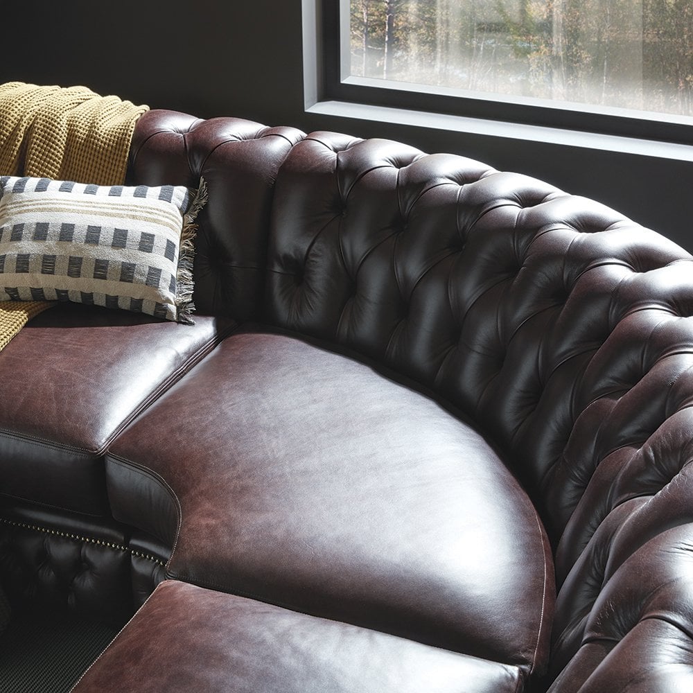 Craftshades Deep Brown L shape Chesterfield Sofa - Image 3