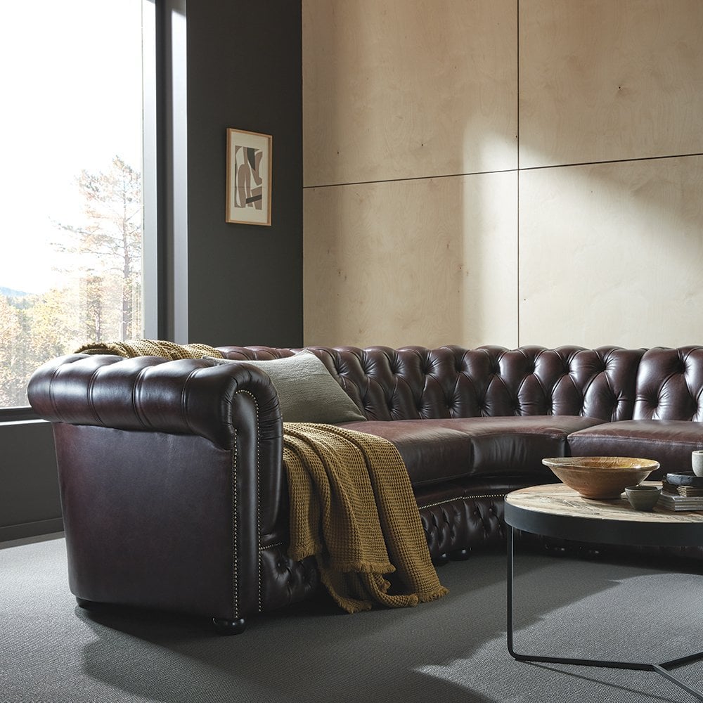 Craftshades Deep Brown L shape Chesterfield Sofa - Image 2