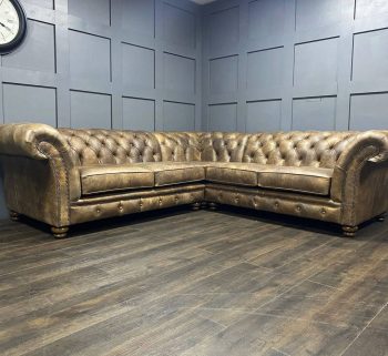 Craftshades Distressed Brown L shape Chesterfield Sofa