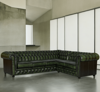 Craftshades Forest Green L shape Chesterfield sofa