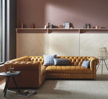 Craftshades Tan L shape Chesterfield Sofa
