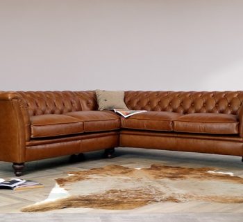 Craftshades Whiskey Brown L shape Chesterfield sofa