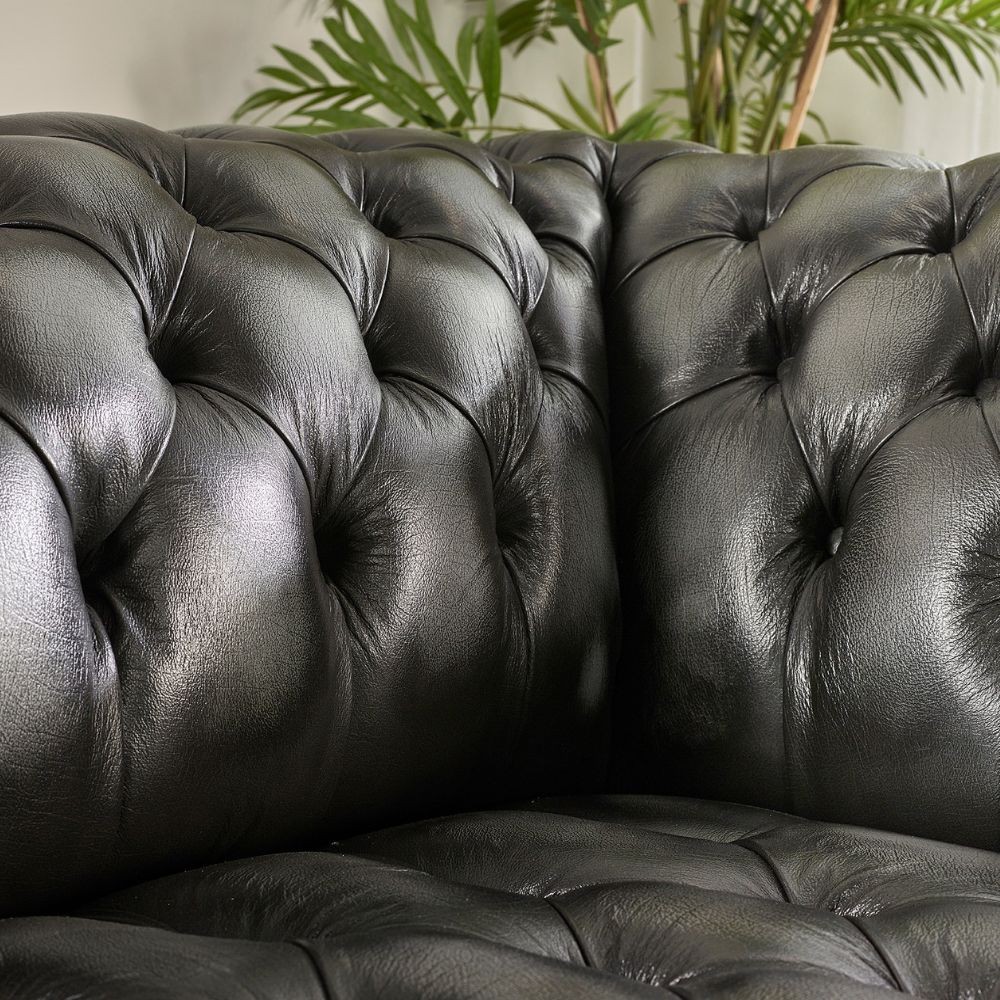 craftshades Charcoal Black three seater Chesterfield sofa - Image 3