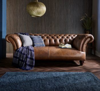 craftshades Chestnut Brown two seater Chesterfield sofa
