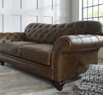 craftshades Distressed Chestnu four seater Chesterfield Sofa