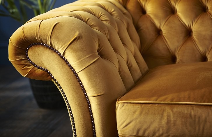Craftshades Mustard Yellow Four Seater Chesterfield Sofa - Image 2