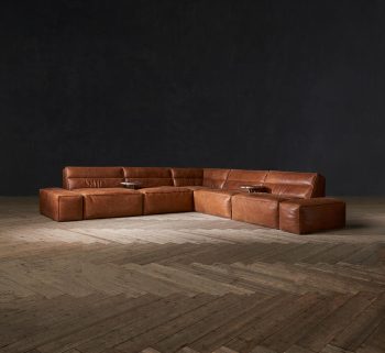 craftshades Saddle Brown l shape Chesterfield sofa