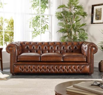 Craftshades Vintage Brown three seater Chesterfield sofa