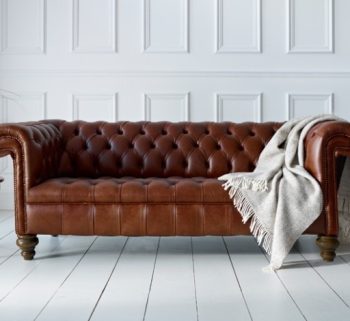 craftshades Whiskey Brown three seater Chesterfield sofa