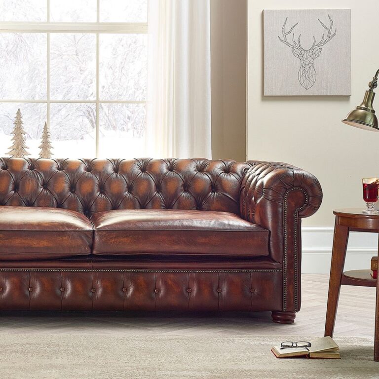 Craftshades Burgundy Three Seater Chesterfield Sofa - Image 2
