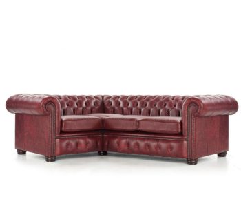 craftshades deep burgundy L shape Chesterfield sofa
