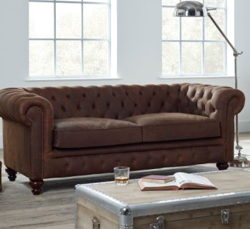 craftshades rich brown three seater Chesterfield sofa