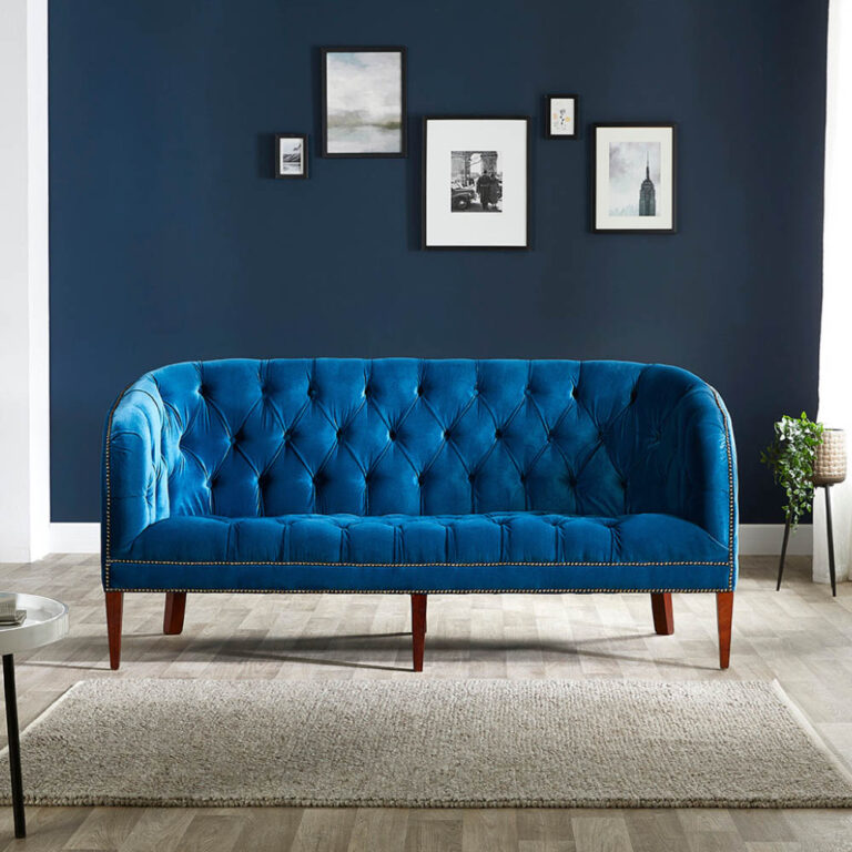 Craftshades Royal Blue Three Seater Chesterfield Sofa