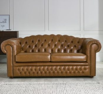 craftshades saddle brown four seater Chesterfield Sofa