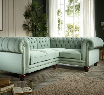craftshades sage green L shape Chesterfield sofa