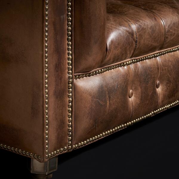 Craftshades Warm Brown Three Seater Chesterfield Sofa - Image 2
