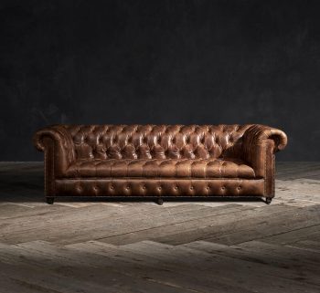 craftshades warm brown three seater Chesterfield sofa