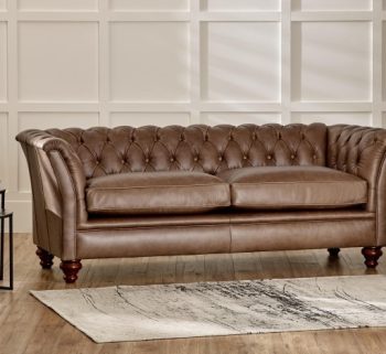 craftshades warm brown three seater Chesterfield sofa