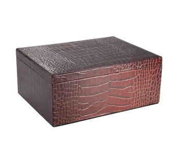 Large Crocodile-Embossed Leather Storage Box