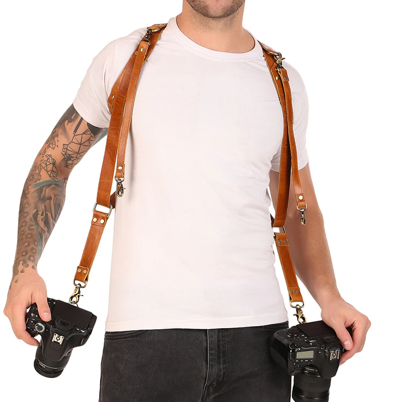Premium Double Shoulder Leather Camera Strap