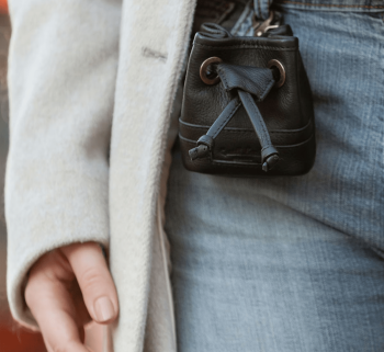 Premium Black Leather Dog Treat Bag