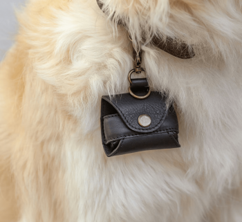 Premium Black Leather Dog Poop Bag Dispenser
