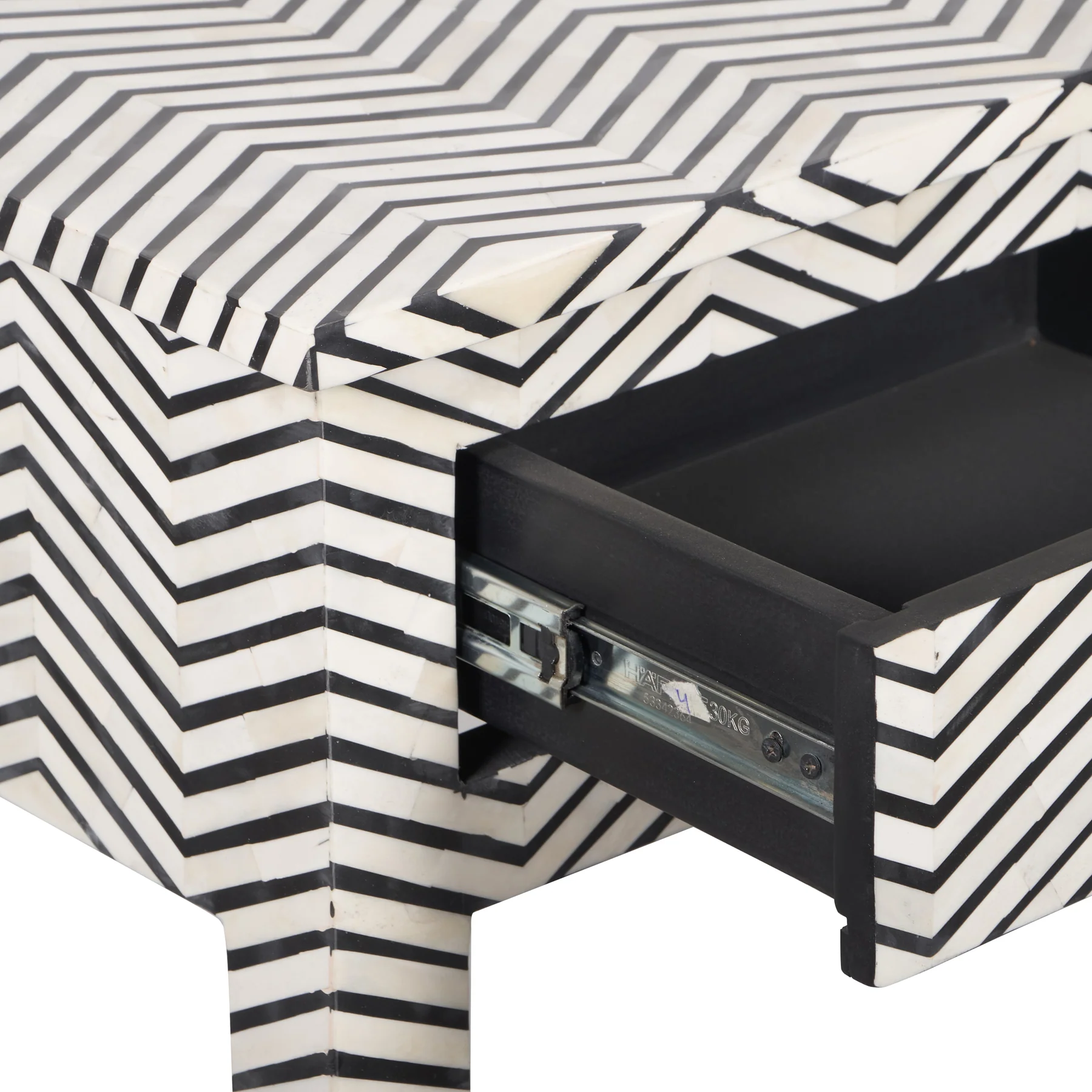 Bone Inlay 3-Drawer Console Table – Black Zig Zag - Image 2