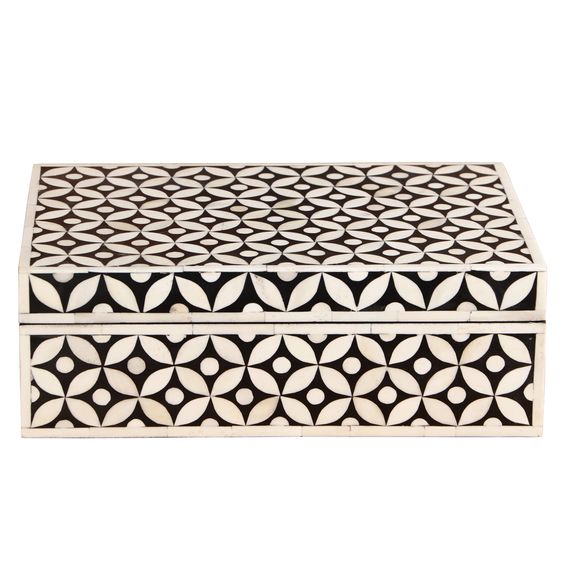 Bone Inlay Box – Medium Black Geometric