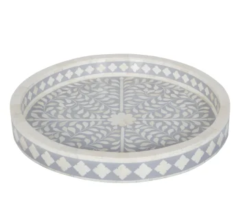 Indigo Blue Floral Bone Inlay Tray