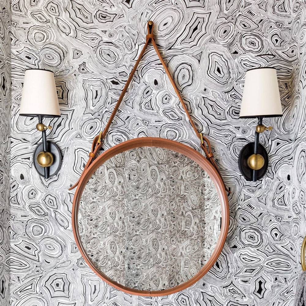 Tan Leather Hanging Mirror