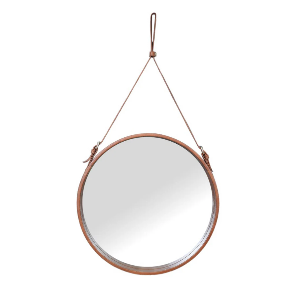 Tan Leather Hanging Mirror - Image 6